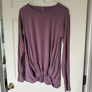 Glyder purple twist front long sleeve tee